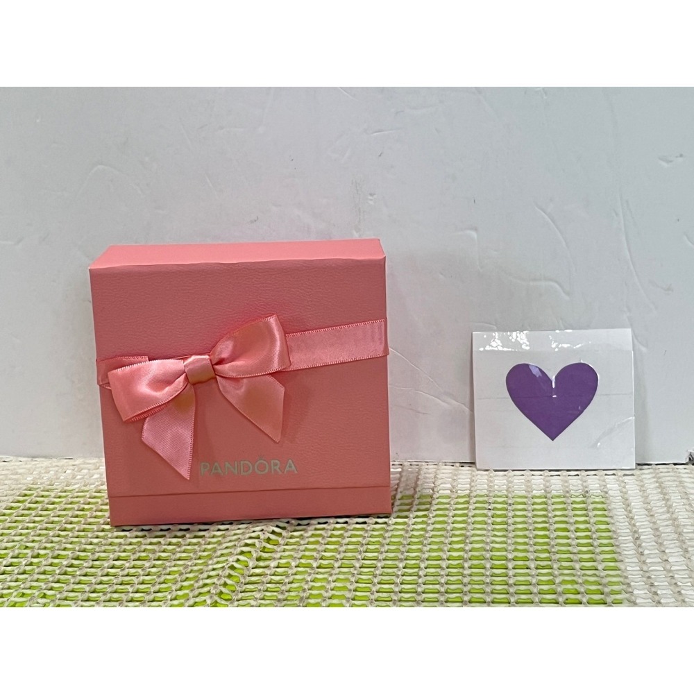 Pandora Pink Jewelry Gift Box w/ Ribbon Bow & Small White Inner Box